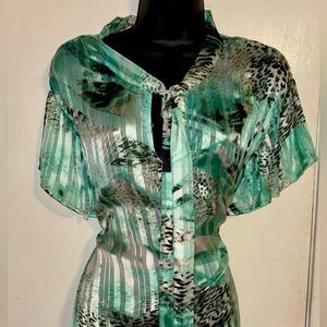 🆕 Ashley Stewart Sheer Green Blouse | 26/28W | Lightweight & Flowy